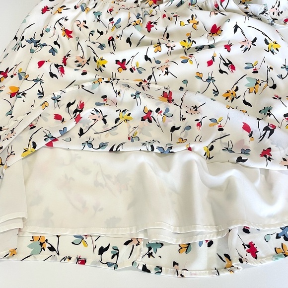 Madewell Tie Front Mini Dress Drifting Flowers Tossed Floral Antique Cream 12 - Picture 12 of 16